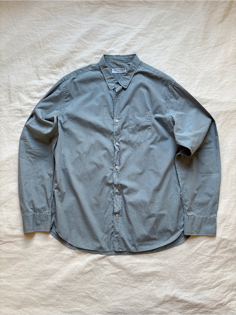 Officine Générale Gray Garment Dyed Poplin Shirt Size XL